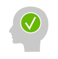 A tick in the head on a white background. The Concept of Ordered Thoughts and Solved Problems vector