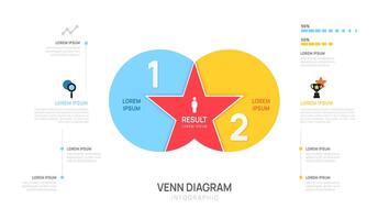 Venn diagram Infographic chart star template for business start up presentation with venn diagram elements illustration. vector