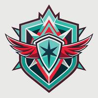 a shield with wings and a star on it vector