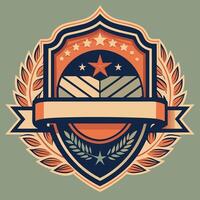 a badge with an eagle and stars on it vector