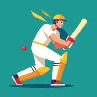 cricket player hitting the ball with bat flat vector