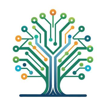 a tree with many colored lines on it vector