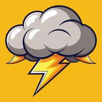 a cartoon cloud with lightning bolt on it vector