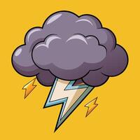 a cartoon cloud with lightning and thunder vector