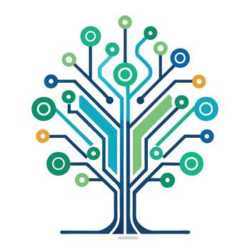 a tree with many colored circles on it vector