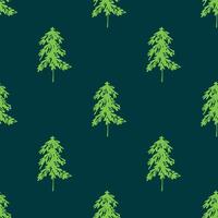 Seamless pattern with geometric minimal scandinavian Christmas tree doodle for decorative print, wrapping paper, greeting cards and fabric vector