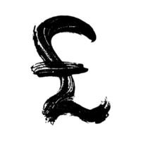 Hand drawn british pound currency symbol. Brush stroke doodle. Single element for design vector