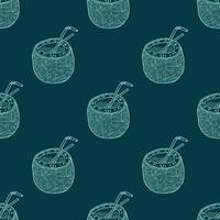 Seamless pattern with coconut doodle for decorative print, wrapping paper, greeting cards, wallpaper and fabric vector