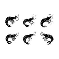 Shrimp Icon - and Linocut Silhouette Design vector