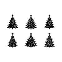 Christmas Tree - and Linocut Silhouette Design vector