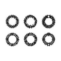 Christmas Wreath and Linocut Silhouette Design vector