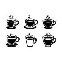 Coffee Cup and Linocut Silhouette Design vector