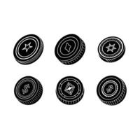Single Coin and Linocut Silhouette Design vector