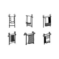 Towel Rack and Linocut Silhouette Design vector