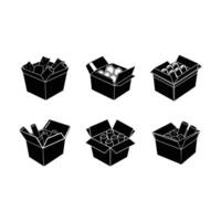 Spring Rolls Box and Linocut Silhouette Design vector