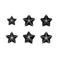 Star Fruit Icon - Linocut and Silhouette Design vector