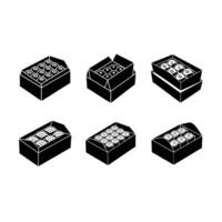 Sushi Roll Box design Linocut Silhouette Design vector