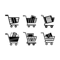 Shopping Cart with Credit Card - and Linocut Silhouette Design vector