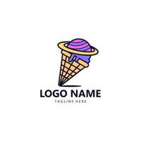 planet ice cream cone logo design vector