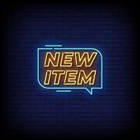 new item neon style with brick wall background vector