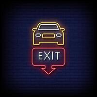 exit neon style with brick wall background vector