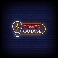 power outage neon style with brick wall background vector