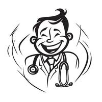 A cartoon doctor with a stethoscope vector