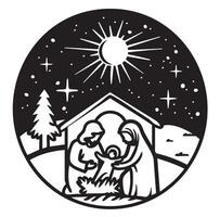 Christmas nativity scene with jesus and mary vector