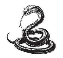 A black and white drawing of a snake vector