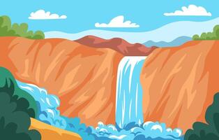 Waterfall Flowing Through Red Canyon vector