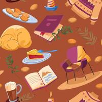 Cozy Autumn Seamless Pattern Design vector