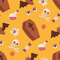 Halloween Coffin and Ghost Pattern vector