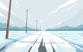 Lonely Road in Snowy Wilderness vector