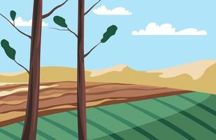 Sparse Trees in Desert Landscape vector