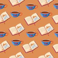 Coffee and Book Seamless Pattern vector