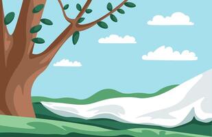 Tree in Summer Field Landscape vector