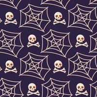 Skull and Spider Web Seamless Pattern vector