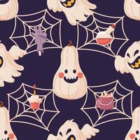 Halloween Ghost and Spider Web vector