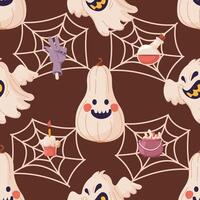 Halloween Ghost and Spider Web vector