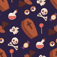 Halloween Coffin and Skull Pattern vector