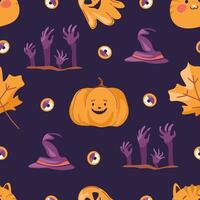 Happy Pumpkin and Zombie Pattern vector