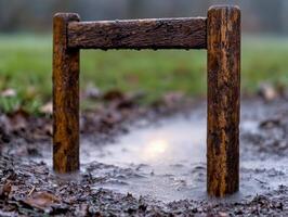 Rustic wooden frame in nature photo