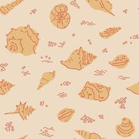 Beige Background Seashells Pattern Design vector
