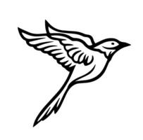 Flying Bird Black and White vector