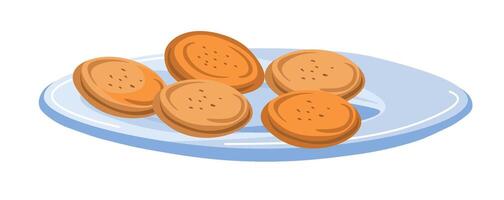 Plate of round biscuits isolated vector