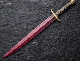 Decorative dagger on dark slate background photo