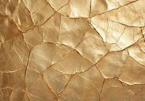 crumpled golden foil texture background photo