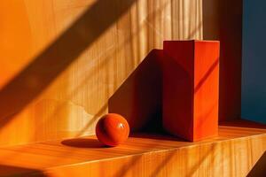 Geometric shapes and shadows in warm lighting photo