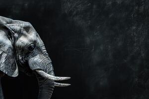 Powerful elephant portrait in dark moody lighting photo