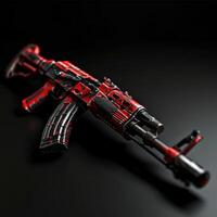 Futuristic assault rifle in dark setting photo